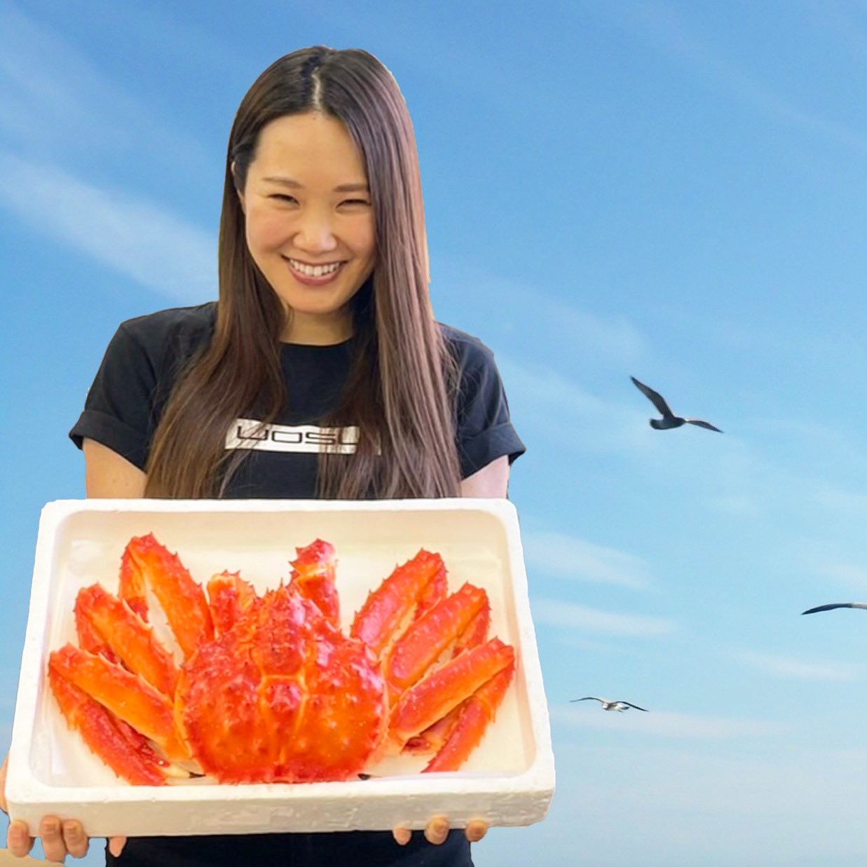 水産 青汁のウオス 進風 Inc 公式 きたーーー タラバガニ 美味しそう そしてなまらデカイ 写真は 合成写真なんだけども カモメも飛んでるし 港にいる雰囲気をかもしだしたくて 笑 皆様 たらばがに ズワイガニ