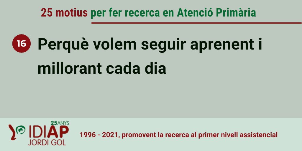 👉 Perquè volem seguir aprenent i millorant cada dia #25anysIDIAPJGol