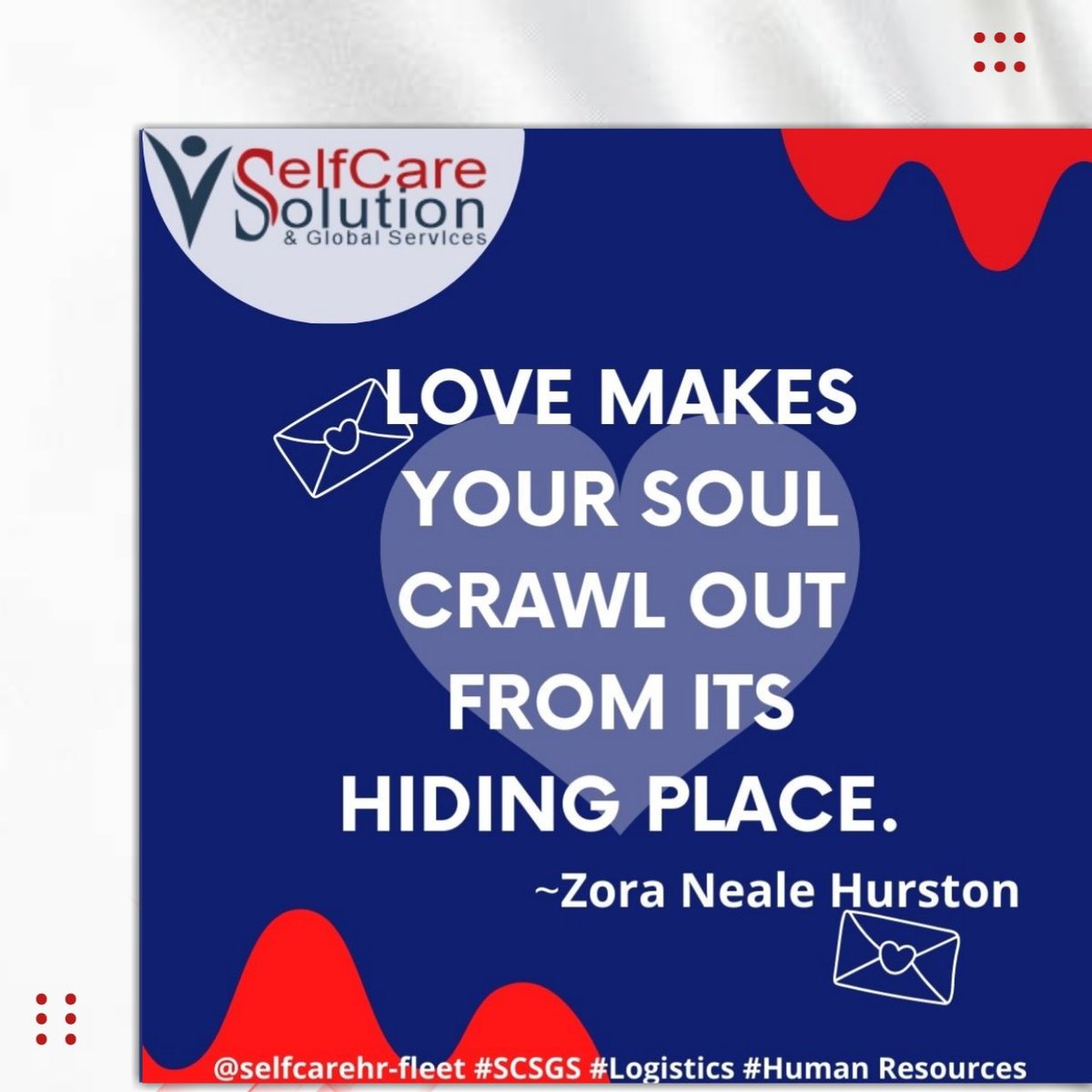 SCSGS's tweet photo. It's Monday and It's Valentine's day,  so something to think about.
Does your soul crawl out of its hiding place while you are at work?

#SCSGS #selfcare #Logistics #HumanResources #fleetmanagement #carhire https://t.co/kBCcHQZ2bu