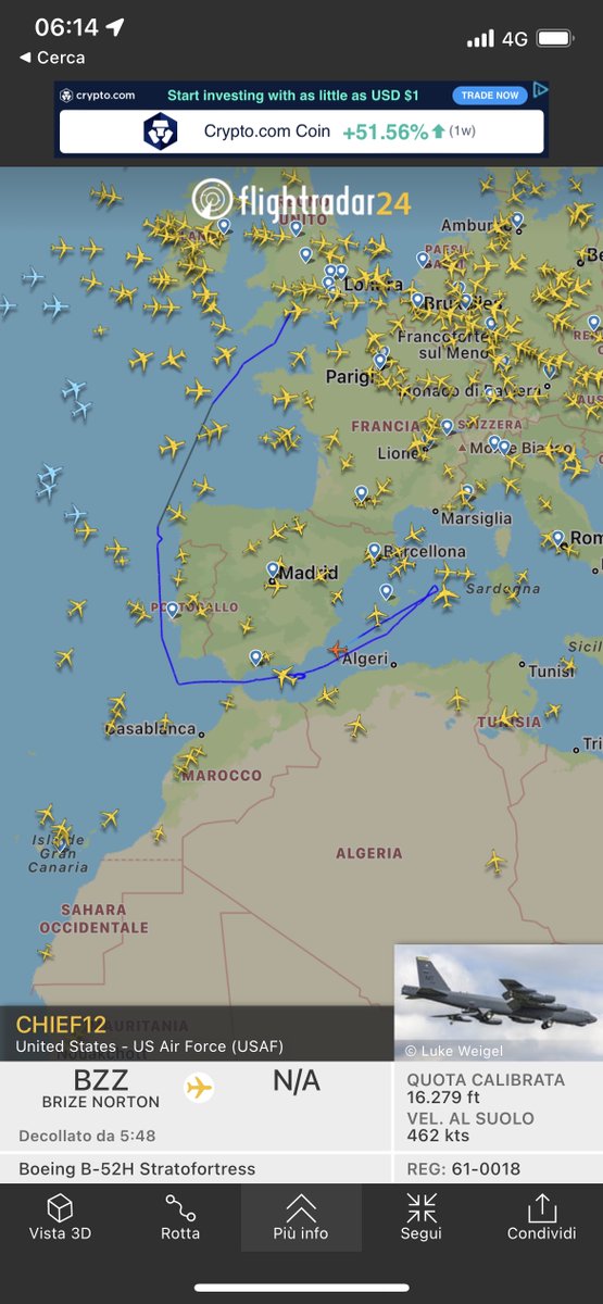 GeopoliticalCen's tweet photo. Questa notte abbiamo vissuto un ritorno alla guerra fredda, quella vera. Bombardieri B-52 americani hanno operato una pattuglia probabilmente armati con missili ALCM Sorvolando unicamente tratti di mare. Un ritorno agli scenari di pattuglia nucleare che avevamo dimenticato https://t.co/xsPF6qwxmy