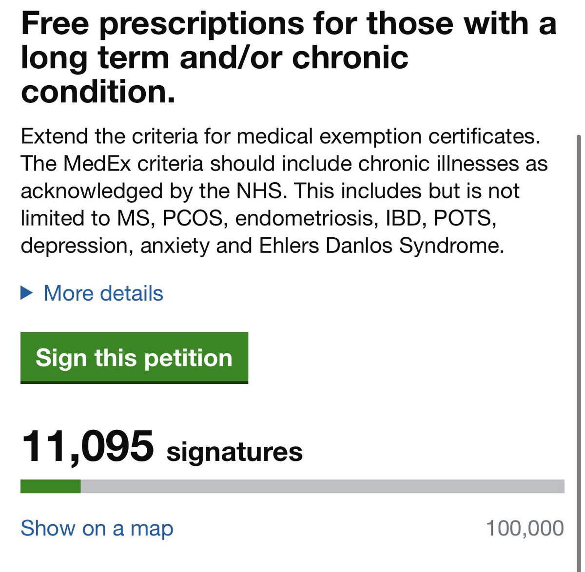 WATC_girl's tweet photo. Thank you all for your help! Over 10k signatures in four days - Incredible. @miavallely_ is very grateful and will keep you posted on the governments response ❤️ #MultipleSclerosis #government #campaign #PCOS #IBD #pots #endometriosis #mentalhealth https://t.co/51uHvtBT5c