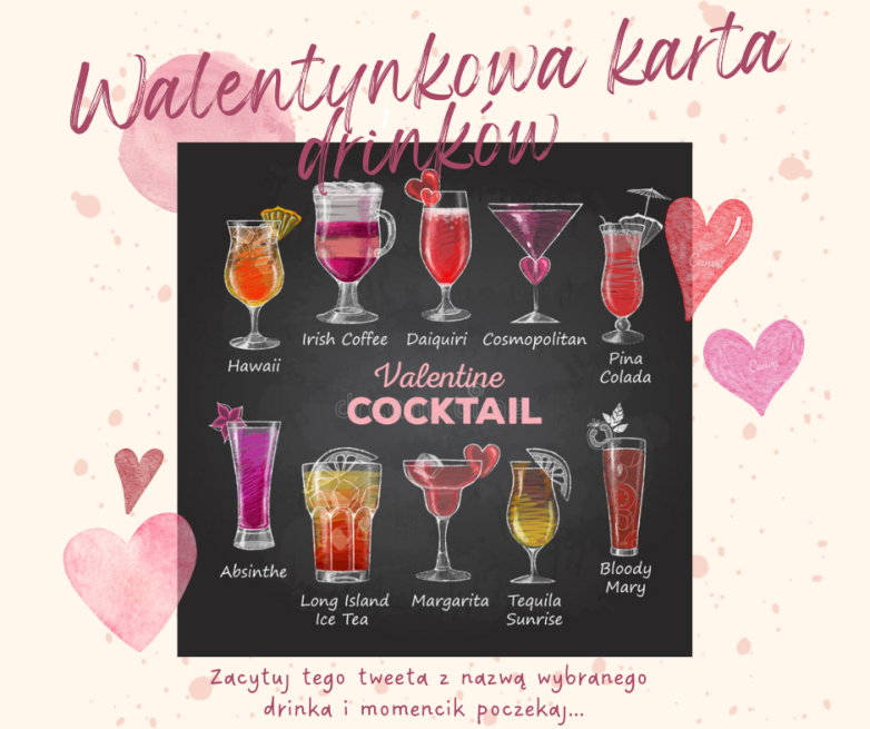 meiqpl's tweet photo. Pora rozpocząć dzisiejszą walentynkową zabawę! 

💗Poniżej zamieszczamy wam listę dostępnych drinków do wyboru, waszym zadaniem jest udostępnić post, wpisując nazwę drinka, jakiego chcecie, poczekajcie chwilę i zobaczycie, co się stanie!💗

#walentynki #walentynkizdramamai #MeiQ https://t.co/hmeeDthEAJ