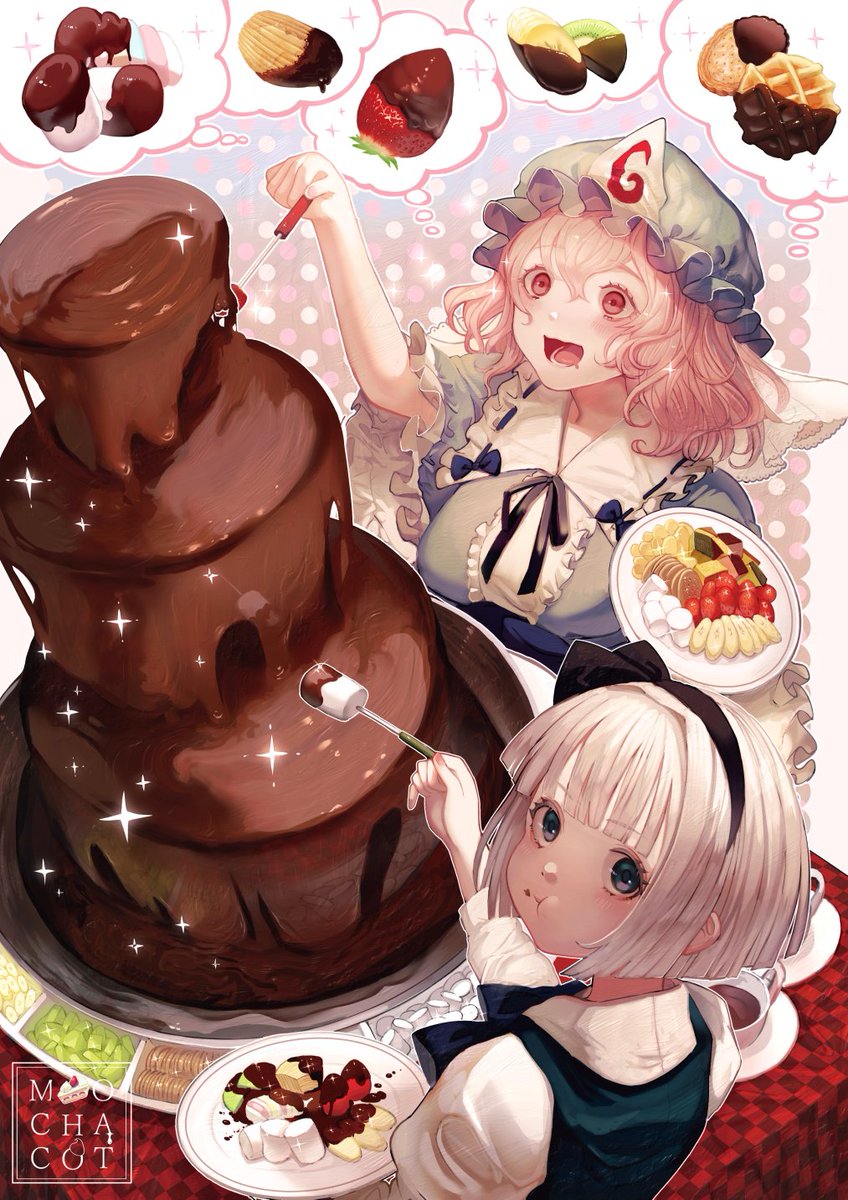 「チョコフォンデュ🍫 #たべゆゆ 」|桃下モカのイラスト