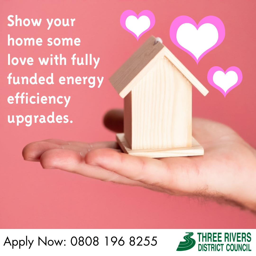 Show YOUR #home some #love with home upgrades fully funded by the #GreenHomesGrant scheme.

Find out more at:
threerivers.gov.uk/egcl-page/gree… 

#Valentine #FuelBills #ValentinesDay #HomeSweetHome