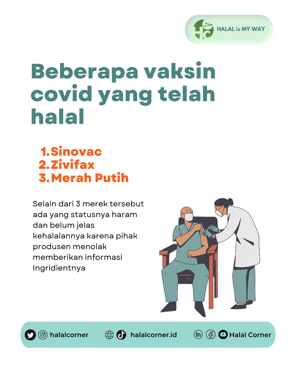 halalcorner's tweet photo. Udpate vaksin covid yang telah halal MUI
Hai #halalsquad
Mimin mau share nih informasi soal vaksin covid yang udah halal MUI. Untuk info lengkap silakan cek di https://t.co/WRiYzwIXw8 ya
#hcvaksin #hccovid #vaksinhalal #halalismyway https://t.co/qEAue57Bzo