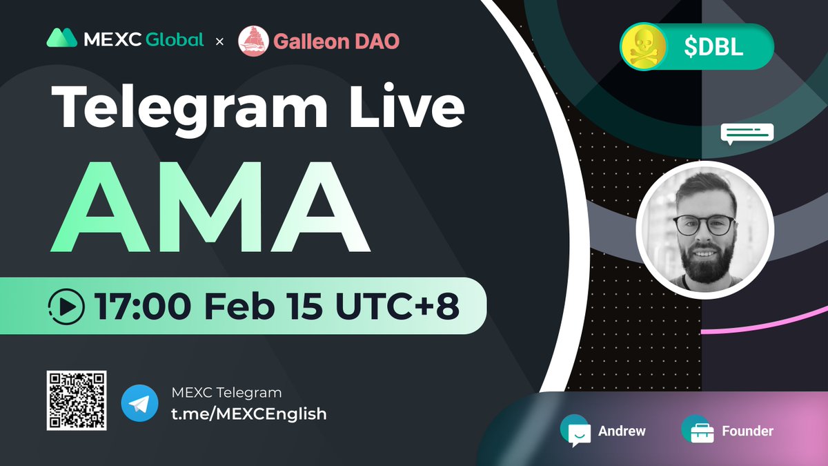 @MEXC_Global AMA with <a href="/galleondao/">Galleon (Old)</a> $DBL

📍TG group: t.me/MEXCEnglish
⏰17:00 Feb 15 (UTC+8)

✅Follow <a href="/galleondao/">Galleon (Old)</a> &amp; @MEXC_Updates &amp; @MEXC_Fans with screenshots comment as proof
✅RT &amp; Like &amp; Tag 3 with #MEXCGlobal
✅KYC MEXC Email

🌈10 ppl* $10

#Giveaway
