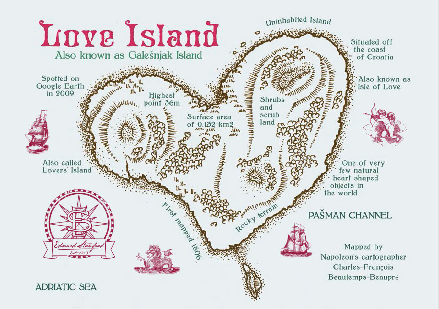 StanfordsTravel's tweet image. 🗺️❤️Mappy Valentine's Day

Galešnjak Island (AKA Island of Love, Lovers' Island &amp;amp; Love Island) is located in the Pašman channel of the Adritic, close to mainland Croatia. It is one of the world's few naturally occurring heart-shaped anomalies.

#MondayMap

stanfords.co.uk/Love-Island-Gr…