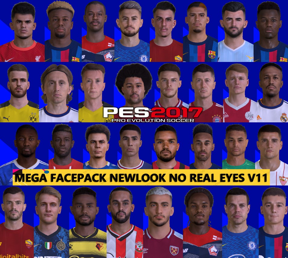 pes-patch.com on X: #eFootball #PES2022 #PES2021 #PES2017 #PES2013 New  Mega Facepack NewLook No Real Eyes V11 By EsLaM #PES2017Faces @    / X