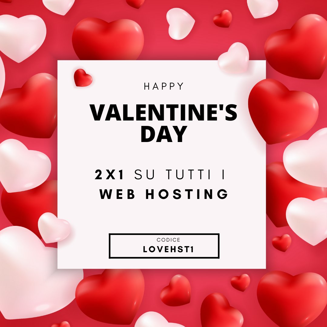 Shellrent's tweet image. Prendi 2 paghi 1 su tutti i nostri piani #WebHosting applicando il promocode LOVEHST1 al checkout. Buon San Valentino a tutti ❤️ 
Clicca qui: shellrent.com/hosting/linux/

Solo per oggi, valido in attivazione. 

#shellrent #promohosting #hosting