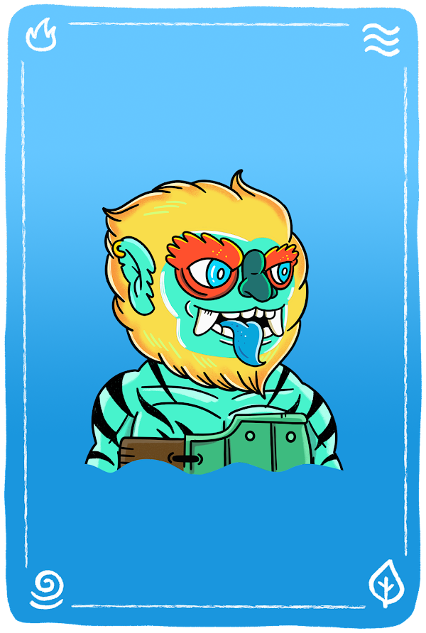 cooyonadeNFT's tweet photo. Yokai #4019 is the clear answer for me. 

This oni couldn't be any fiercer. The bare chested zebra look makes it unique. The simmons tongue gives it personality. The yellow contrast makes it jump off the page. And, Sohei happen to be my favorite class. https://t.co/jYPqjJRJSR