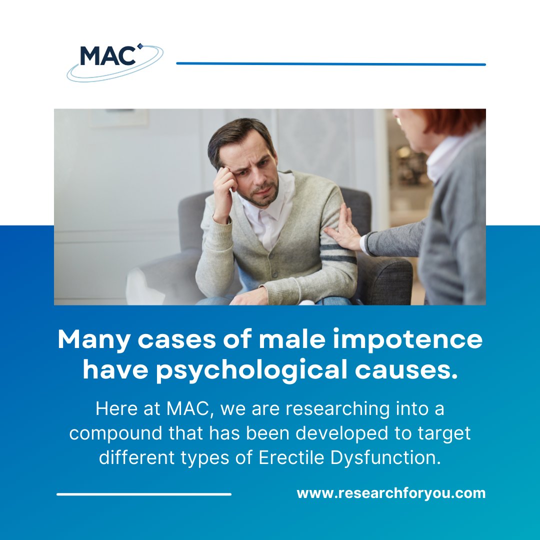 MAC_Research's tweet photo. Today is #NationalImpotenceDay a health event to raise awareness of erectile dysfunction among the public. If you are male aged 18-55 and suffering from low mood and Erectile Dysfunction find out more about our clinical trial by visiting: https://t.co/lYOHIj39kj #clinicalresearch https://t.co/AabxobdhOt