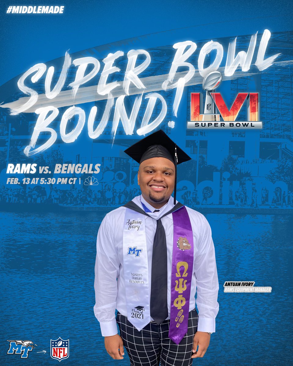MTSU_Equipment's tweet photo. 1st Blue Raider Equipment Super Bowl Champion Ever!!! TrueBlue definition of a pioneer. #Equipped https://t.co/PYhXwCyfVd