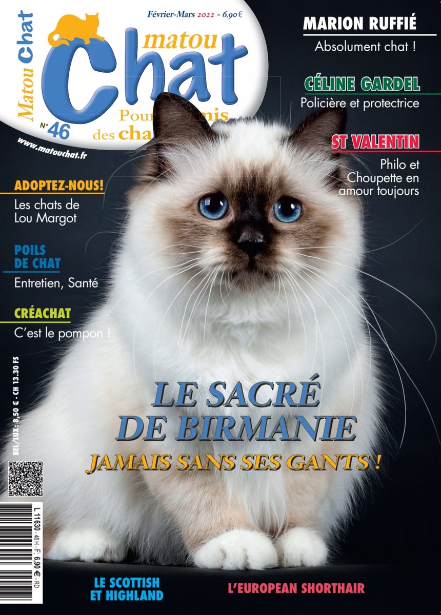 #VendrediLecture Le numéro 46 Matou Chat (février - mars 2022) est disponible en kiosque ! Découvrez le Sacré de Birmanie, le chat Européen, le Scottish et Highland 🐈
🆕 Lecture sur smartphone à 4,90€ : matouchat.fr/.../matou-chat…