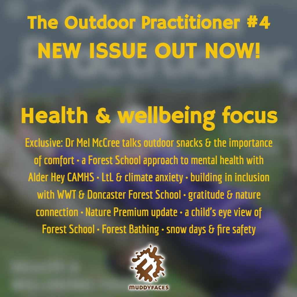 Muddy Faces (@muddyfaces) on Twitter photo The new Outdoor Practitioner magazine is now live!
To coincide with #ChildrensMentalHealthWeek our focus is Health & Wellbeing.
Dr <a href="/melmccree/">Mel McCree</a> talks outdoor snacks & the importance of comfort + so much more!
Settle in to read online or download for FREE : buff.ly/3B3F6q1 The new Outdoor Practitioner magazine is now live!
To coincide with #ChildrensMentalHealthWeek our focus is Health & Wellbeing.
Dr <a href="/melmccree/">Mel McCree</a> talks outdoor snacks & the importance of comfort + so much more!
Settle in to read online or download for FREE : buff.ly/3B3F6q1