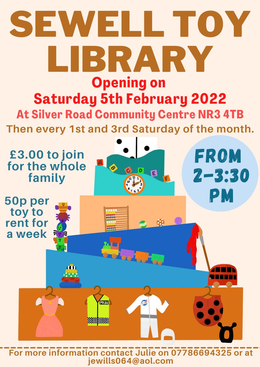 This Saturday is our Sewell Toy Library starting at 2pm. Dont miss us. <a href="/MumsClubNorwich/">MumsClub Norwich</a> <a href="/MumsnetNorfolk/">Mumsnet Norfolk</a> <a href="/NorfolkMums/">Norfolk Mums</a> #Parents #underfives #rentedtoys
