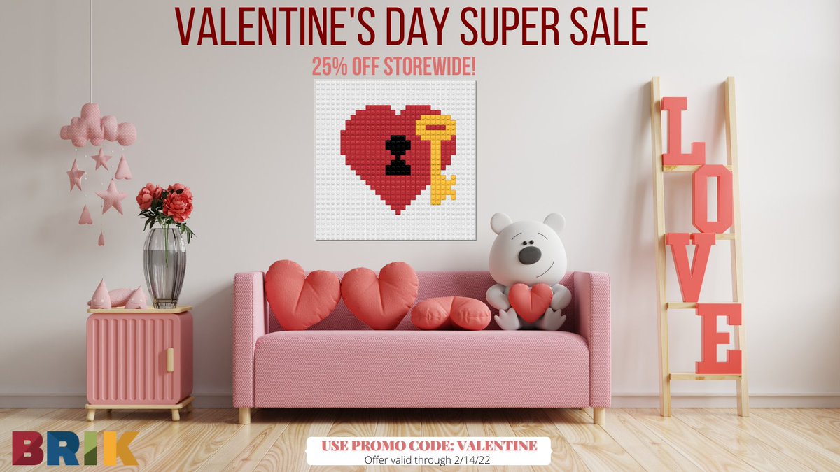 Happy Valentine's Day! Use promo code: VALENTINE at checkout all day today for 25% off all BRIK products. brik.co/collections/sh… #Brikbuild #lego #valentines #valentine #valentinesgift