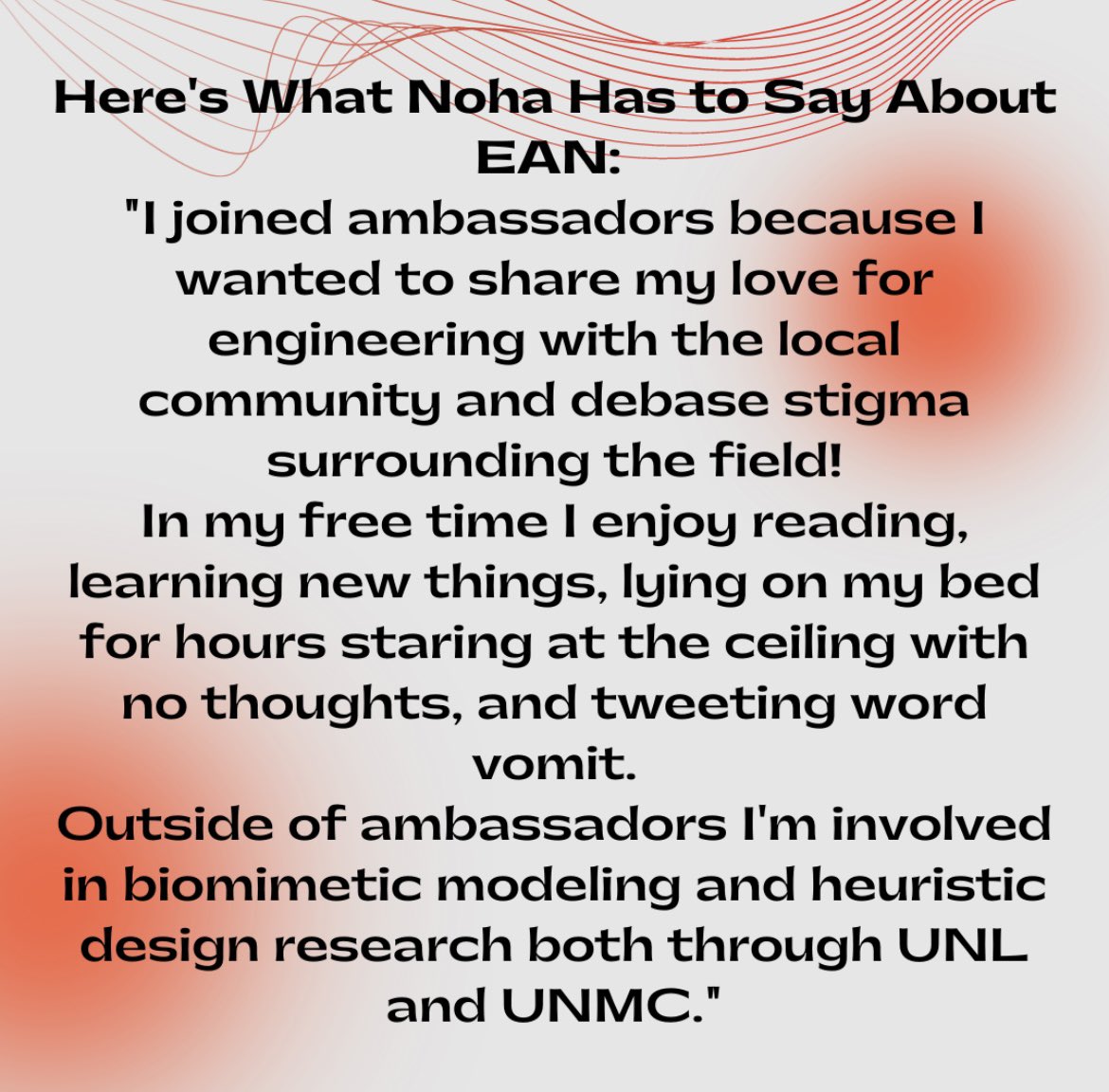 ean_neb's tweet photo. Noha is taking over the @ean_neb Instagram account today! Check out the pictures to learn more about Noha, and be sure to keep an eye on our story to see what Noha is up to today! https://t.co/bgqV9UHpUr