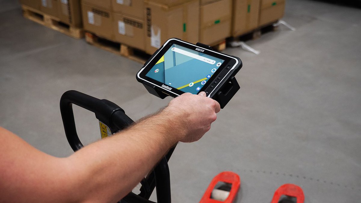 Global_Barcode's tweet photo. The @HandheldGroup Algiz RT8 pallet truck mount perfectly - suited where the pallet truck is a frequently used tool - making order picking &amp; tracking easier than ever. #tabletsolutions #warehousing #warehousesolutions #ruggedtablet #enterprisesolutions https://t.co/1GFoahrNcw https://t.co/VyohrAHZVE