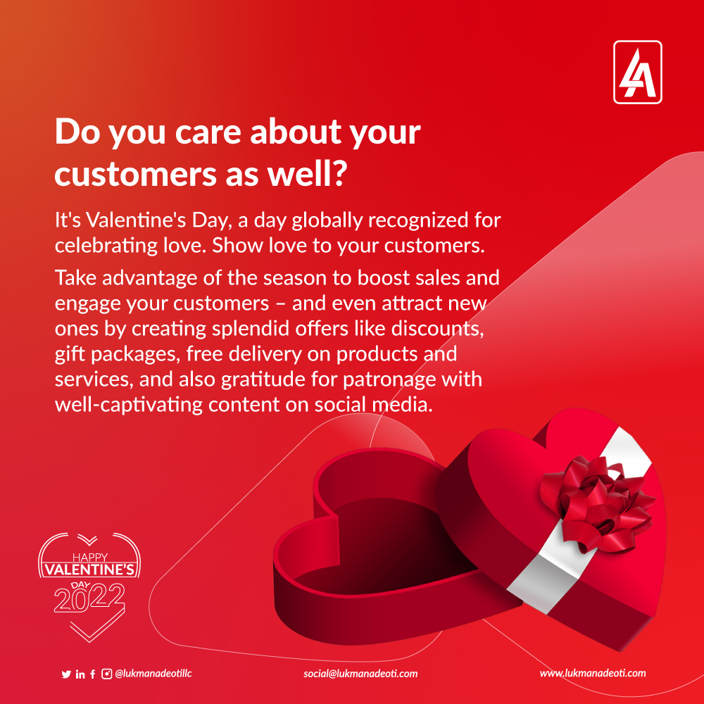 adeotillc's tweet photo. Create nice memories for your consumers throughout this season of love. while boosting your sales.

They require affection and attention as well.

#ValentinesDay2022 #GiftToHumanity https://t.co/1lenmDjAUO
