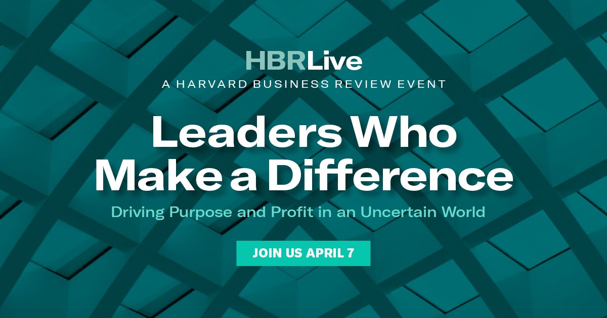 #HBRLive: Leaders Who Make a Difference is back on April 7, 2022! Hear from: 🎤 Salesforce Chair and Co-CEO Marc Benioff 🎤 Former CEO of PepsiCo Indra Nooyi 🎤 Filmmaker Ken Burns ...and more. Learn more and register here: s.hbr.org/36ctQ0d