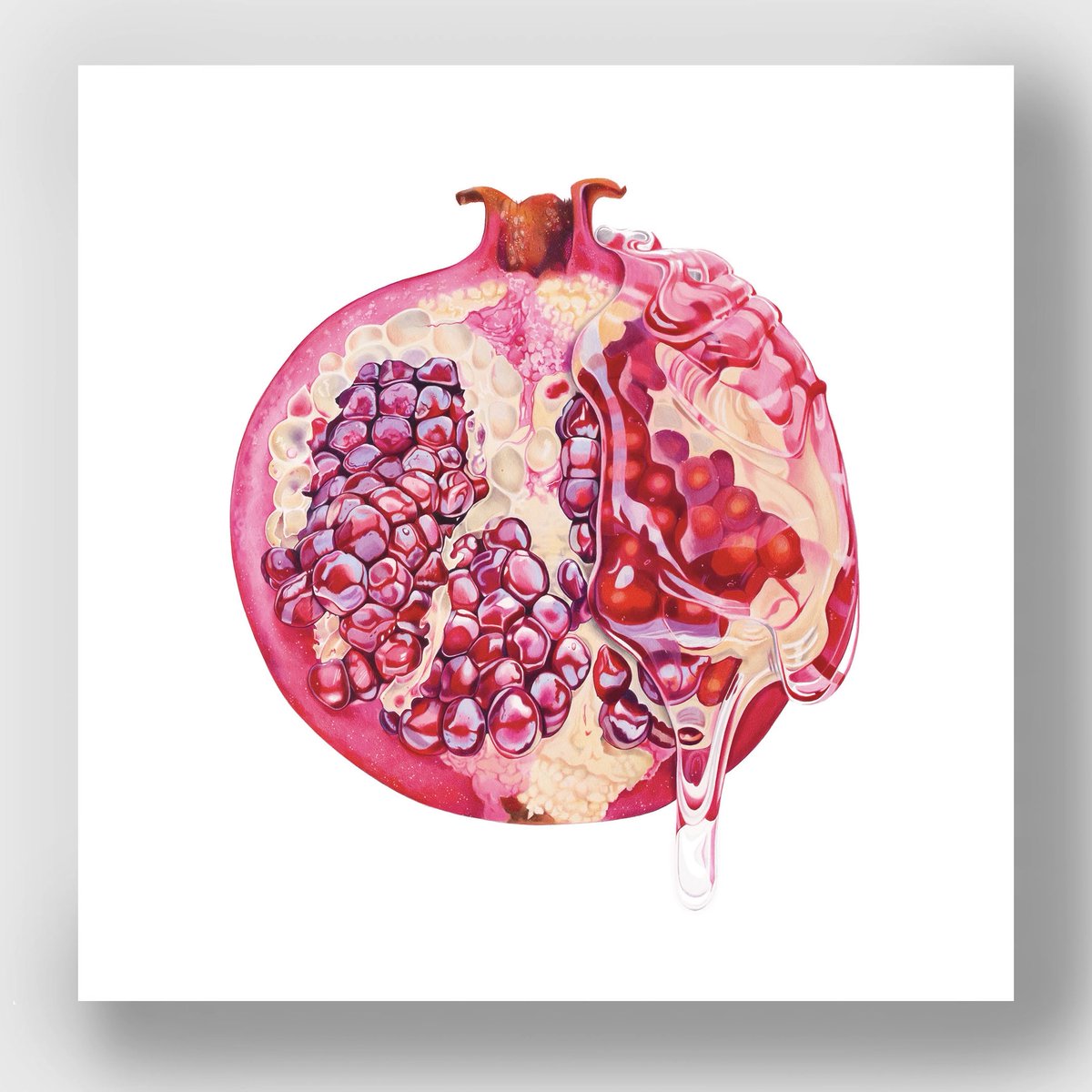 CarolineMotiv8's tweet photo. J'adore Pomegranate Amour!  The jewel in the crown of @GabriellaAnouk's #SlimeSeries is launched today.  Giclée Fine Art Prints are available at https://t.co/cARoAoMI2N #fineart #hyperrealism #valentinesday https://t.co/ugfjm5uaIl