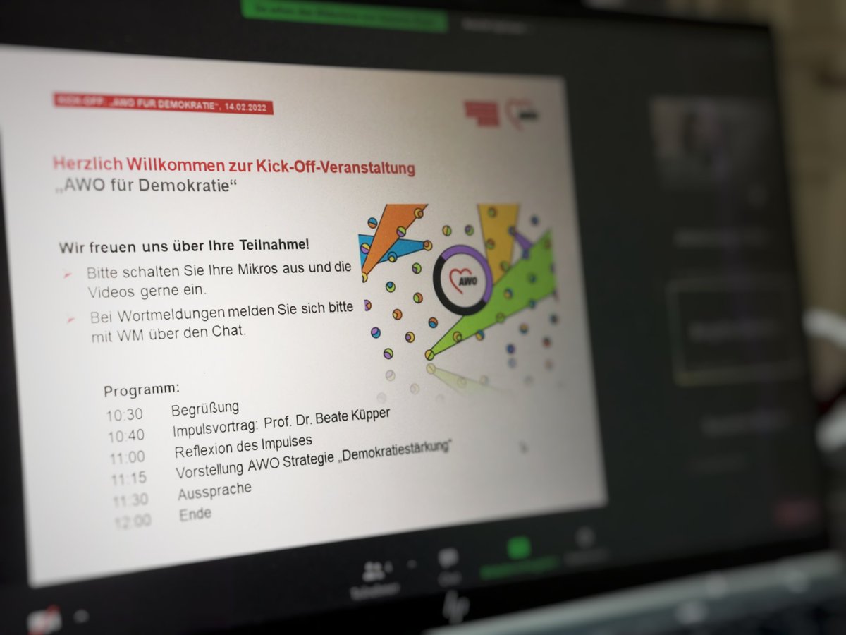 AWOBund's tweet photo. Die AWO hat sich der Förderung von Demokratie &amp; Antidiskriminierungsarbeit verpflichtet. Heute startet mit einem Kick-Off die Umsetzung der Strategie. Gleich geht es los, wir freuen uns auf alle, die dabei sind! #DemokratieStaerken #AWOgegenRassismus

https://t.co/kbwtXBr9uX https://t.co/MvBk6S35hb