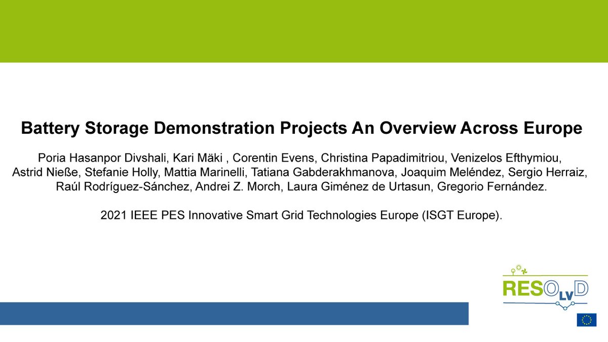 New #publication:

Battery Storage Demonstration Projects An Overview Across #Europe.

Published in: 2021 IEEE PES Innovative Smart Grid Technologies Europe (ISGT Europe).

DOI: doi.org/10.1109/ISGTEu…

#smartgrids