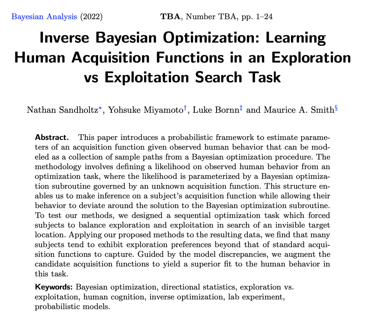 ISBA_events's tweet photo. A new paper to appear in Bayesian Analysis #BAjournal is now available online as Advance Publication.
Link: https://t.co/dHktbMqiqr https://t.co/7s7kBxhKt5