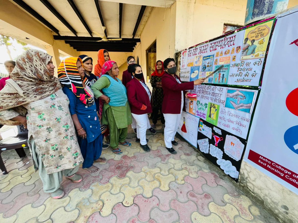 MetroCollege1's tweet photo. Metro College of Nursing and Metro college of pharmacy Greater NOIDA  organized a sanitary pads distribution Programme under the  ”#VillageAdoptionProgramme” among the needy residents of Shafipur Village on 12/02/22 on the occasion of Sexual and #ReproductiveHealthAwarenessDay. https://t.co/zcbBT1Vn7x