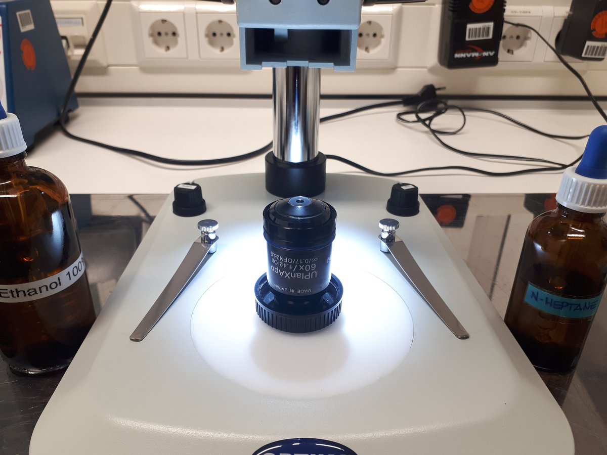 ElisaDEste's tweet photo. Ethanol and N-heptane at work to clean the lenses of our superresolution #microscopes! #MondayMorning #FacilityLife getting ready for successful measurements! https://t.co/OYwD9F4Gb9