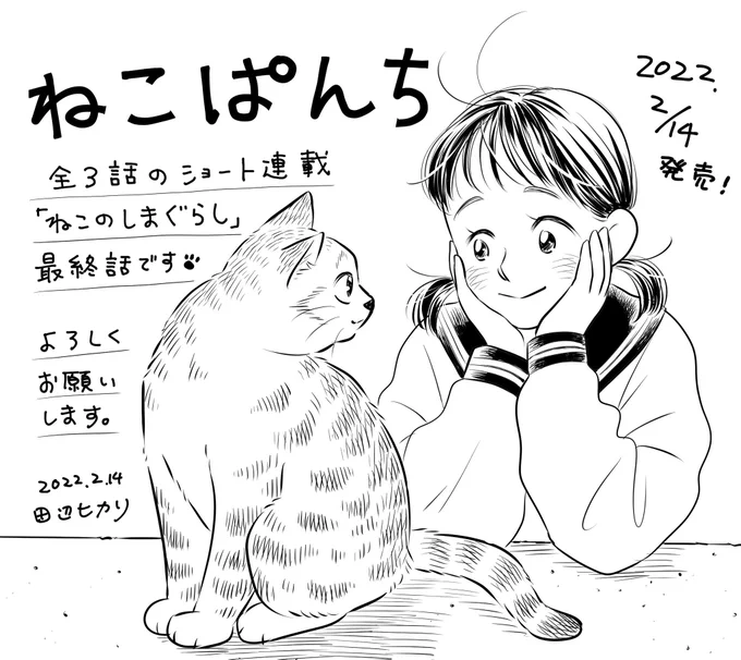 2/14発売 少年画報社『ねこぱんち』()瀬戸内海の小さな島で暮らす女の子と猫のお話「ねこのしまぐらし」3話連載の最終話を掲載していただいてます。是非お手にとっていただけたら嬉しいです。よろしくお願いいたします#ねこぱんち #猫漫画 