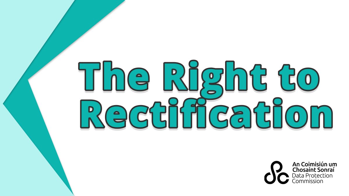 What is the Right to Rectification❓ If your personal data is inaccurate, you have the right to have the data rectified by the controller. If your personal data is incomplete, you have the right to have data completed. Know your rights, read here 👉 dataprotection.ie/en/individuals…
