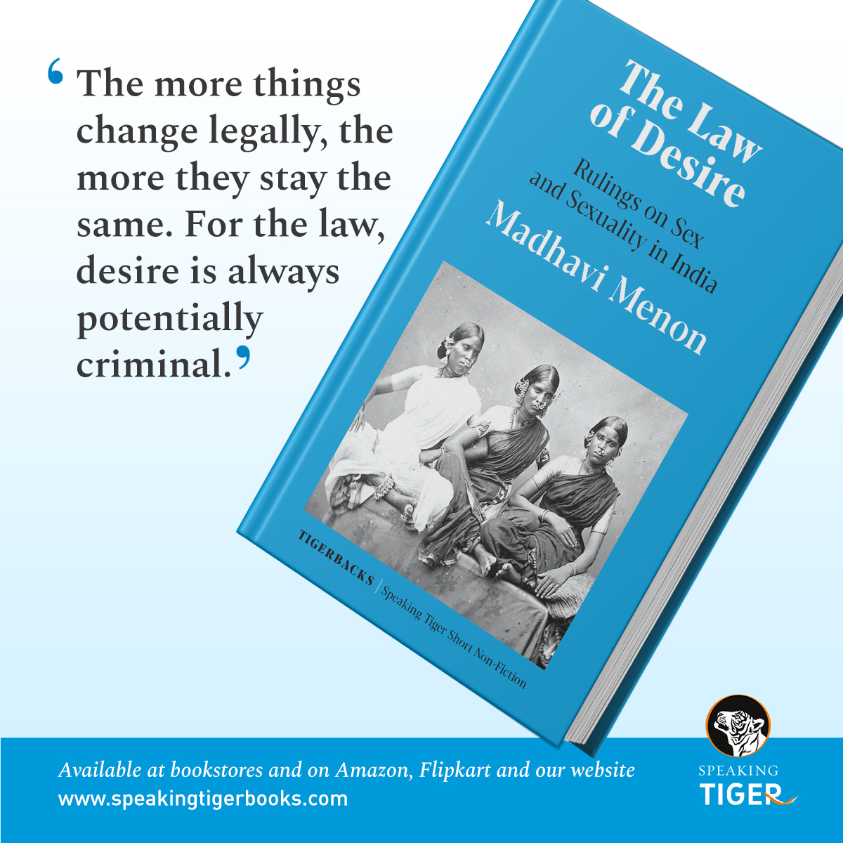 speakingtiger14's tweet photo. The first in our #Tigerback series, this book by teacher and queer theorist Madhavi Menon— is the most original, provocative and illuminating book yet written about Indian court judgments on gender, sex and sexuality.
#BookTwitter https://t.co/k20fm4hArB