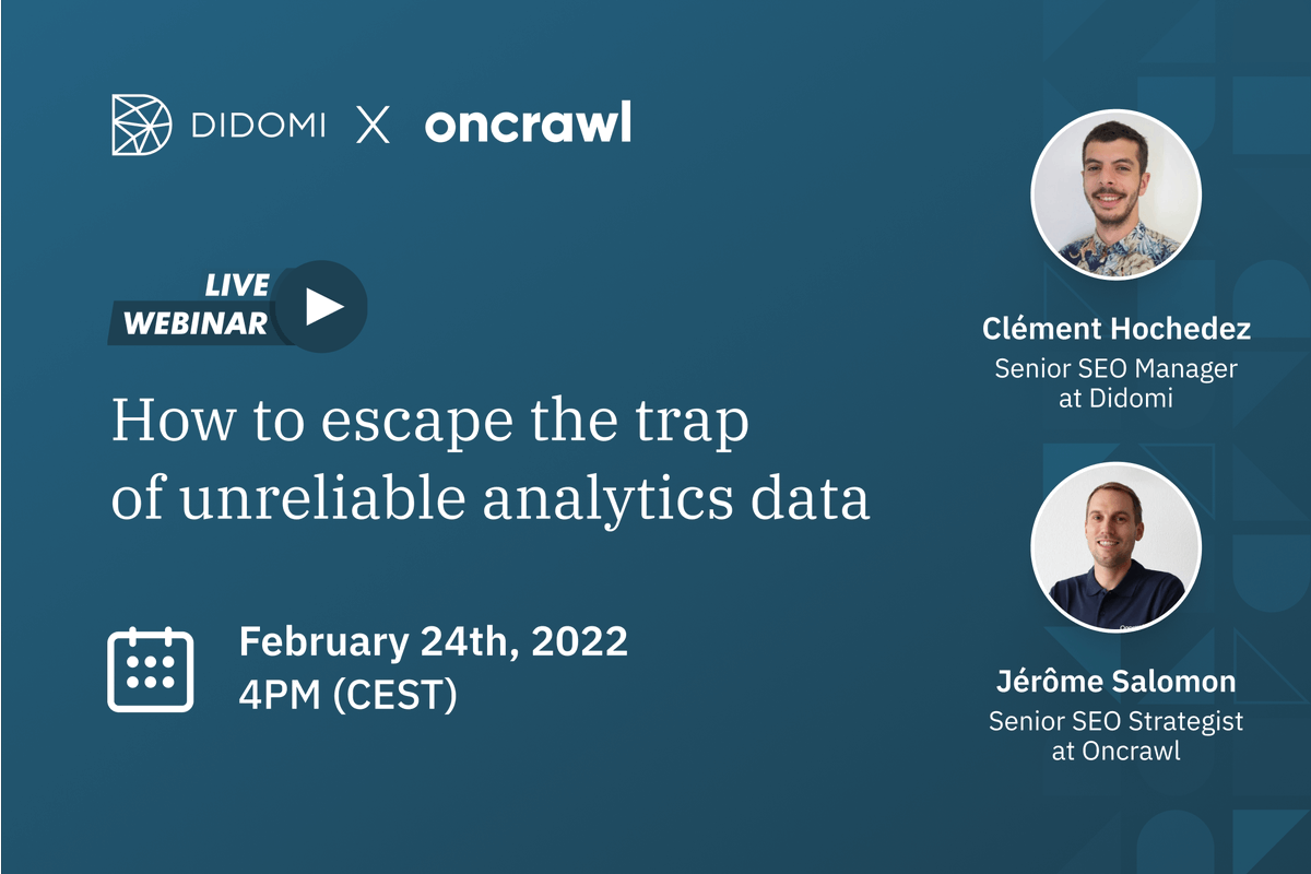 🎤WEBINAR🎤

Attend our webinar to learn how you can confirm the validity of your marketing data and implement reliable alternatives to classic analytics solutions. 

Join us on February 24th at 4pm!
bit.ly/3svM7wL <a href="/OnCrawl/">Oncrawl</a>