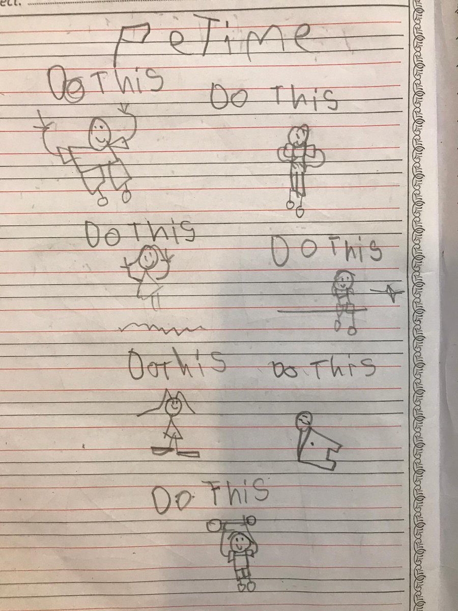 PE time has drawn by a 6 year girl. Simple &amp; creative! ✨