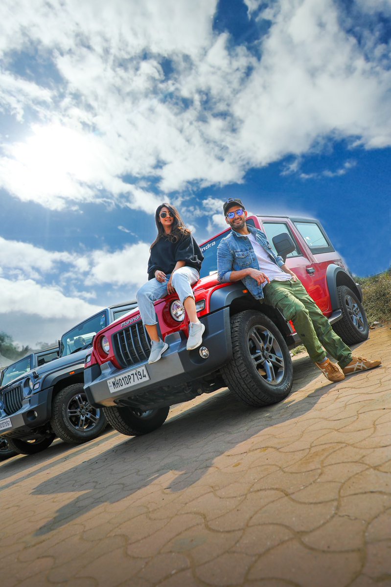 Aindrita (@AindritaR) and Diganth @diganthmanchale) found the perfect light at our rest stop before yesterday's off-road adventure. And the @Mahindra_Thar just seems tailor-made for the camera. #ExploreTheImpossible #AllNewThar #TharFilmChallenge