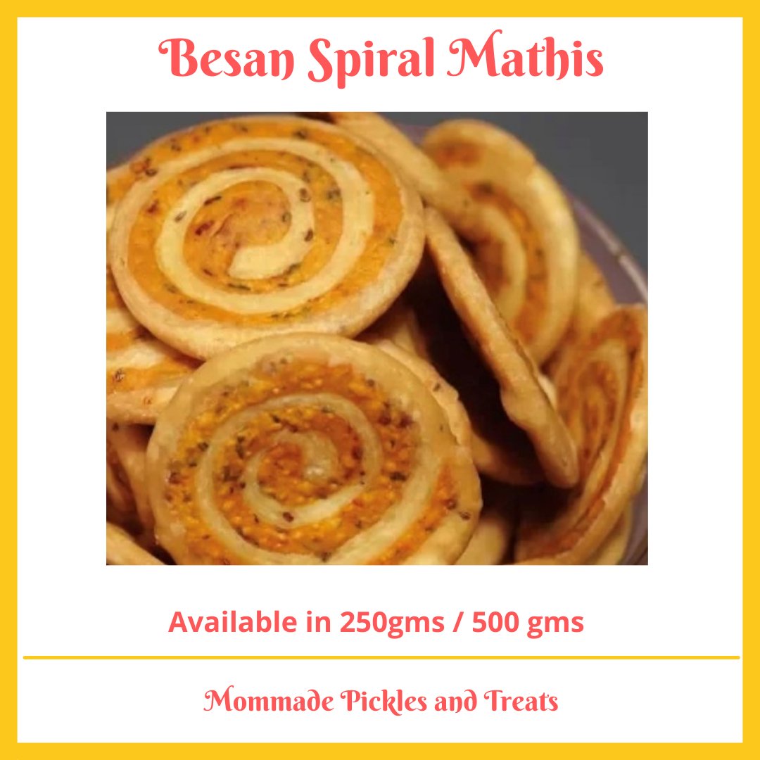 MommadePickle1's tweet photo. Besan Spiral Mathi

Besan Mathri is a crunchy and savory snack that is traditionally eaten with spicy pickles. Simply love to have these crispy salted MATHRIS with tea... be it morning or evening tea time!!

Mathri is a thick, flaky, savory, and spiced cracker that is a popul ... https://t.co/aDe6dmQ3TI