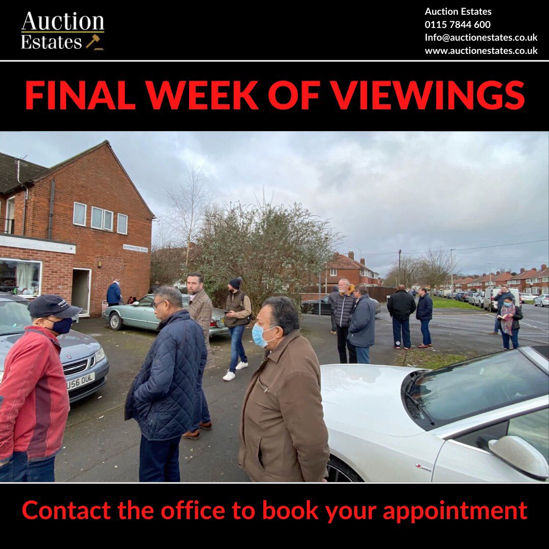 auctionestates1's tweet photo. FINAL WEEK OF BLOCK VIEWINGS!

This week is the final week you'll be able to view all properties prior to our auction next Thursday the 24th February at the Nottingham Racecourse.

#auction #auctioneer #auctionhouse #auction #auctioneer #auctionsale #auctionfinds #auctionfinds https://t.co/mrrpZT5SXg