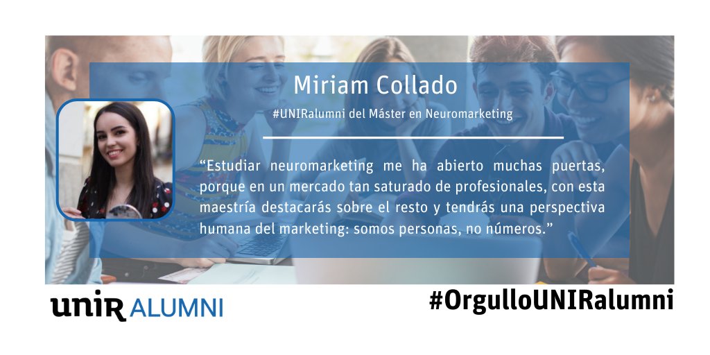 UNIRalumni's tweet photo. 🧠Conoce la historia de Miriam Collado (@miiriamcollado), #UNIRalumni del Máster en Neuromarketing. Se convirtió con 23 años en la directora de marketing más joven de España en recoger un premio nacional.

🤫¿Cuál es su secreto? ➡️https://t.co/LmkLKstYtI

#OrgulloUNIRalumni https://t.co/8A4C9L86hR