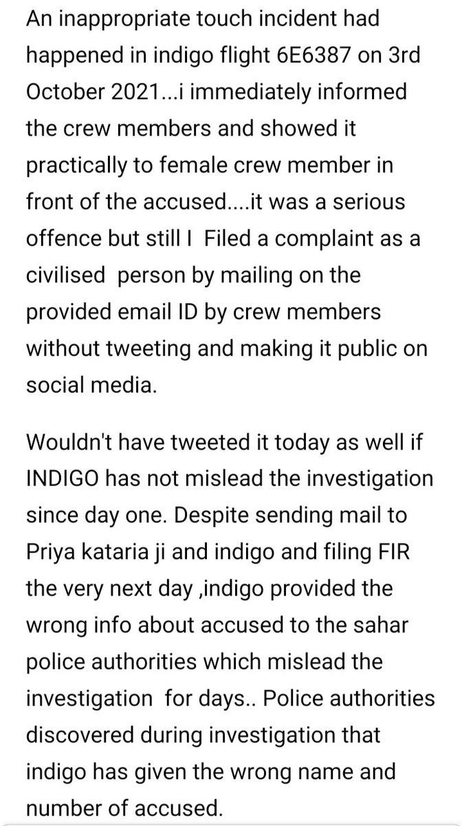 Harmeetgauri's tweet photo. If women aren't safe in flight where else they would be? Kindly don't turn blind eye and perform such human error again during trial....humble request.
@JM_Scindia @IndiGo6E @indigoairlines @MumbaiPolice @CPMumbaiPolice https://t.co/tSzWBOWFdo