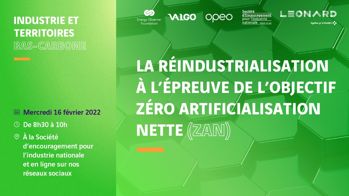 Industrie &amp; #Territoires Bas-Carbone : la #réindustrlisation à l’épreuve du #ZAN ?
 
Mercredi de 8h30 à 10h, sur place à l’Hôtel de l’#Industrie ou en #WebConf
 
Inscription ici > bit.ly/3I47FaB
 
Avec entre autres <a href="/a_voygillis/">Anaïs Voy-Gillis</a> et Andrea BEGO GHINA de <a href="/Valgo_groupe/">VALGO</a>