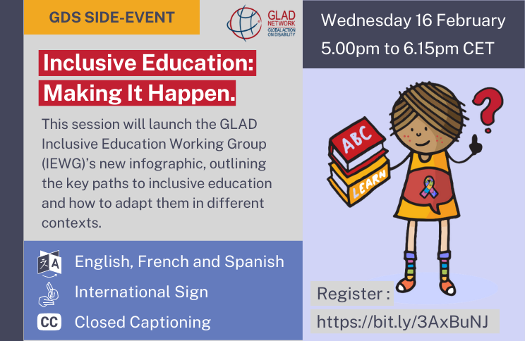 IIEP_UNESCO's tweet photo. This Wednesday 16 Feb, IIEP &amp; partners will be at #GDS2022! Register for our side events:
✅1pm CET: Strengthening Inclusive Education Systems w/ @UNICEFEducation @GPforEducation 
✅5pm CET: Inclusive Education: Making It Happen organized by @GLAD_Net
ℹ https://t.co/RX1XYal2zB https://t.co/rD649N4QrS