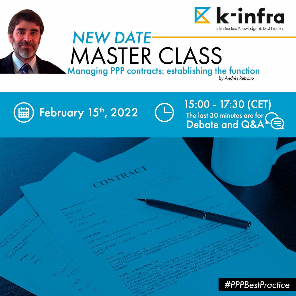 K_Infra's tweet photo. Last day to register! Master Class | Managing PPP contracts: establishing the function

The event is 100% free and online. We remind you that to participate in the event you must register on the following link: https://t.co/rSHuQg91E8 https://t.co/RroBDHttbQ