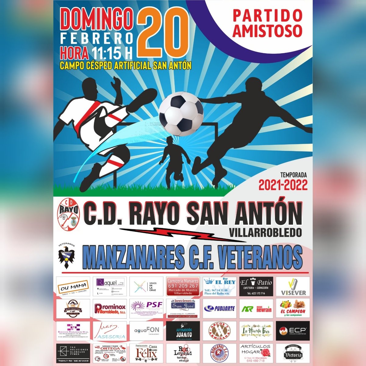 No hay tiempo de descanso, tras el partido de liga frente a nuestros vecinos de el provencio, este fin de semana jugaremos un partido amistoso frente a los veteranos de manzanares, os esperamos!!!! 💪💪💪