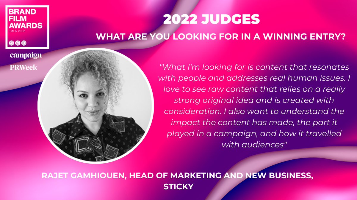 BrandFilmAwards's tweet photo. We are pleased to announce @RajetG  as one of the judges for the @brandfilmawards. 

Rajet shares what she is looking for in a winning entry. Why not start your entry now: https://t.co/g64VlRWRjQ https://t.co/kVvSFGNW1M