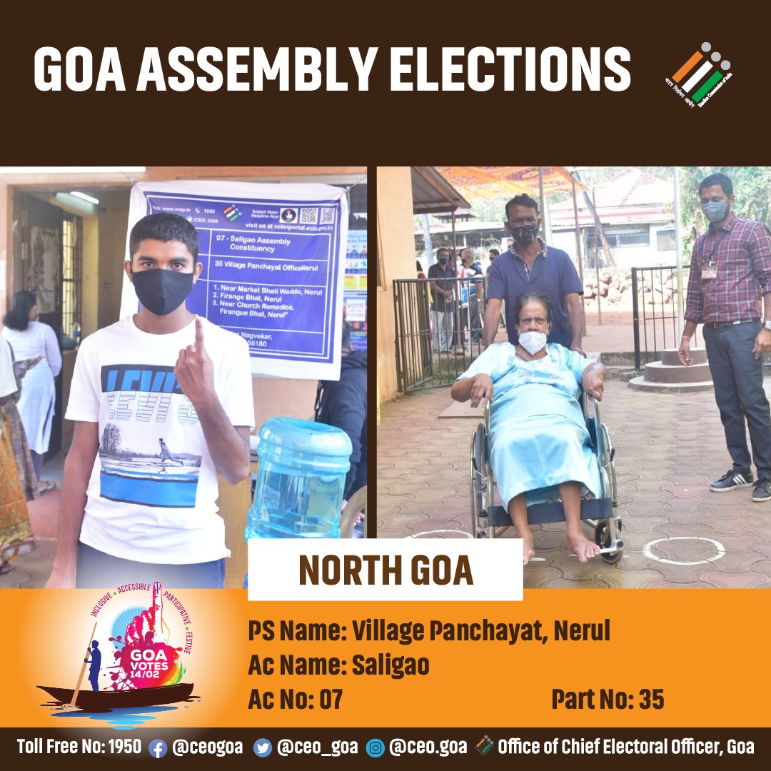 CEO_Goa's tweet photo. Voters participate enthusiastically at AC No. 07, Saligao, Part No. 35, Village Panchayat, Nerul, Goa.
#assemblyelections2022 #goaelections2022 #GoVoteGoa #goavotes #valentinesday2022 #goa https://t.co/vMiIZyeOZO
