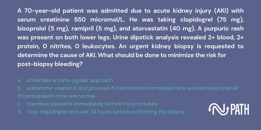 NPATH15's tweet photo. The REMAP module has just ended, let's review togheter some of the questions of the first quiz. What is the correct answer? #nefrology #erasmus #networking #npath #nephro #kidney @NPATH15 https://t.co/RI72XycUjF