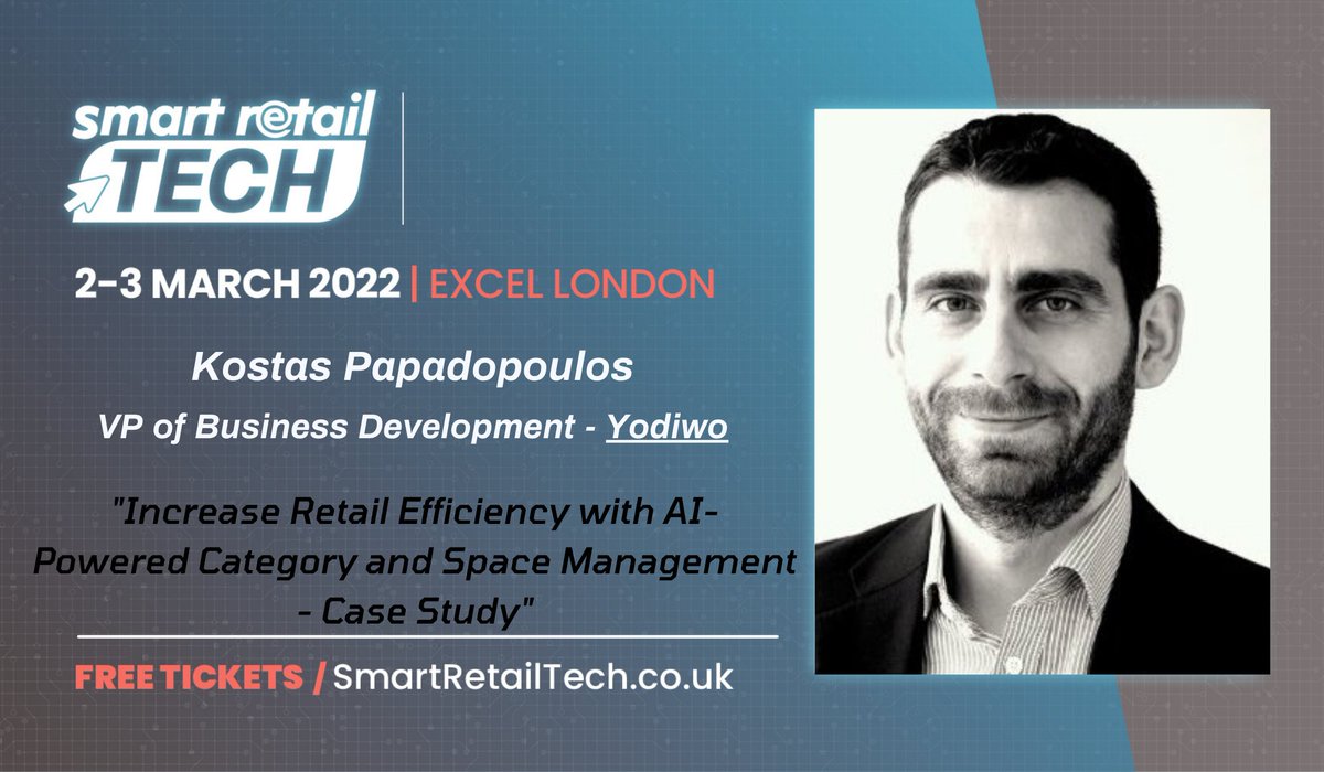 🔊SPEAKER ANNOUNCEMENT🔊

Make your way to our XR demo zone in nearly 2 weeks and you can hear Kostas Papadopoulos from <a href="/yodiwo_iot/">Yodiwo</a> talk about how to increase retail efficiency with AI-Powered category and space management!

FREE ticket here! bit.ly/3uNuqLP