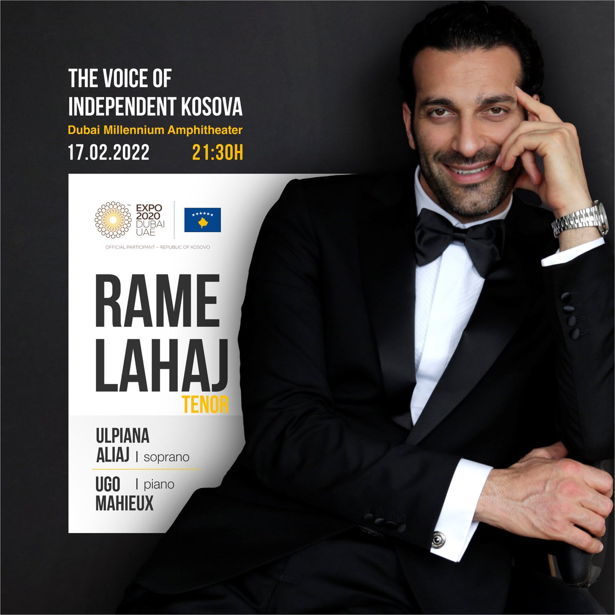 Dear all, for the first time Kosova becomes part of the world exhibition Expo Dubai 2020. Therefore we are pleased to invite all of you  to the concert “The voice of Independent Kosova”at the Dubai Millennium Amphitheater beginning at 21:30.