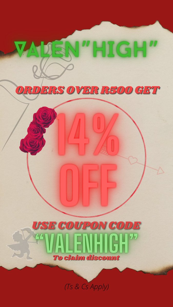 seven10_7ten's tweet photo. ValenHIGH is still here. You can still place an order for today. 
Orders over R500 get 14% off. Use coupon code “ValenHIGH” to claim🥳 https://t.co/pYCcGj0fSG